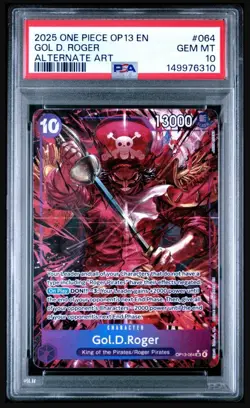 PSA 10 - One Piece Gol D Roger Alternate Art OP13-064 Carrying On His Will Foil - Image 1
