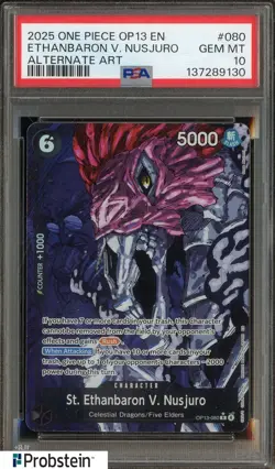 2025 One Piece OP13 EN Alternate Art #080 Ethanbaron V Nusjuro PSA 10 GEM MINT - Image 1
