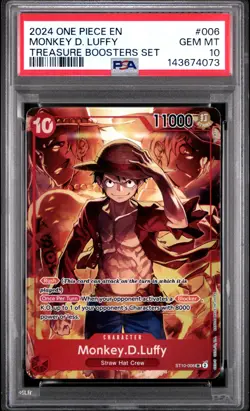 2024 ONE PIECE PROMOS TREASURE BOOSTERS SET #006 MONKEY D. LUFFY PSA 10 - Image 1