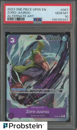 2023 One Piece OP05 En #067 Zoro Juurou Alternate Art PSA 10 GEM MINT - Image 1