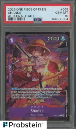 2025 One Piece OP13 En #065 Shanks Alternate Art PSA 10 GEM MINT - Image 1