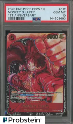 2023 One Piece OP05 En 1st Anniversary #012 Monkey D. Luffy PSA 10 GEM MINT - Image 1