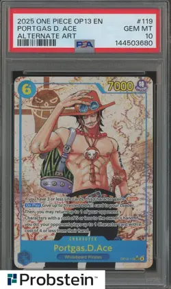 2025 One Piece OP13 En #119 Portgas D. Ace PSA 10 GEM MINT - Image 1