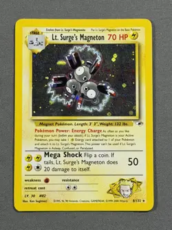 Vintage Pokemon Lt. Surge's Magneton Holo Rare 8/132 Gym Heroes WOTC TCG Card - Image 1