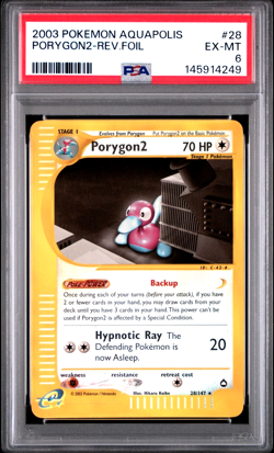 PSA 6 2003 Pokemon Aquapolis Porygon2 Porygon 2 Reverse Holo Foil Graded Card - Image 1