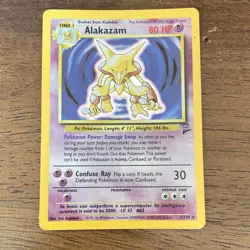 Pokemon Alakazam Base Set 2 001/130 Holo Rare 80 HP Stage 2 English Card - Image 1