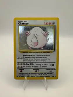 Pokemon TCG Chansey Base Set Holo Unlimited Rare Card 3/102 Spanish! MP/LP - Image 1
