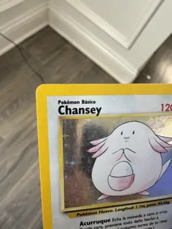 Pokemon TCG Chansey Base Set Holo Unlimited Rare Card 3/102 Spanish! MP/LP - Image 2