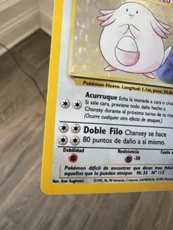 Pokemon TCG Chansey Base Set Holo Unlimited Rare Card 3/102 Spanish! MP/LP - Image 4