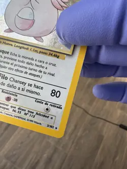 Pokemon TCG Chansey Base Set Holo Unlimited Rare Card 3/102 Spanish! MP/LP - Image 5