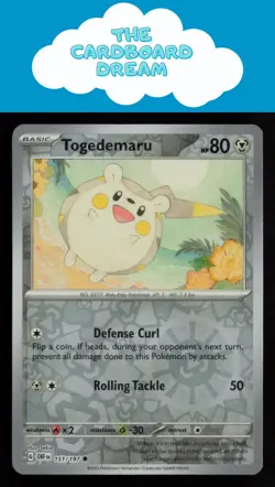 Togedemaru SV03: Obsidian Flames #151/197 Reverse Holo Common Pokemon Card - Image 1