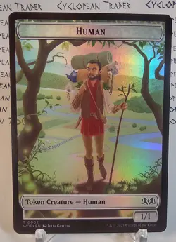 FOIL HUMAN // FOOD TOKEN mtg NM Wilds of Eldraine Double-Sided - Image 1