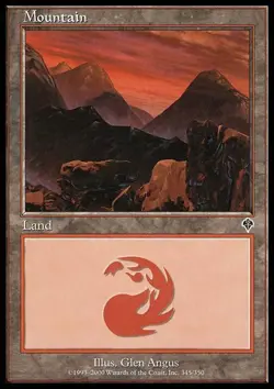 MTG Mountain (345) - Foil, Invasion, Damaged, English - Image 1