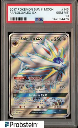 2017 Pokemon Sun & Moon #143 FA Solgaleo Gx PSA 10 GEM MINT - Image 1