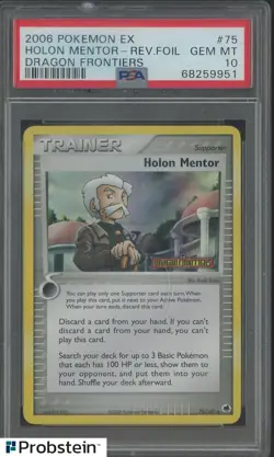 2006 Pokemon EX Dragon Frontiers #75 Holon Mentor Reverse Foil PSA 10 GEM MINT - Image 1