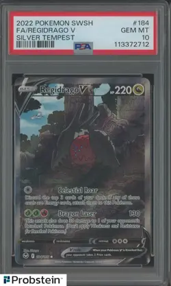 2022 Pokemon SWSH Silver Tempest #184 FA Regidrago V PSA 10 GEM MINT - Image 1