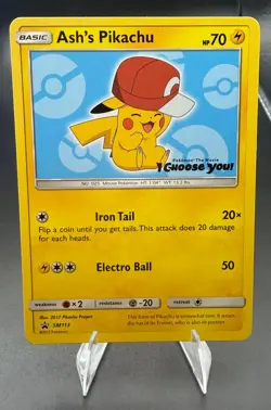 ASH'S PIKACHU - SM113 Promo SUN & MOON PROMO Pokemon MP SMP SMP - Image 1