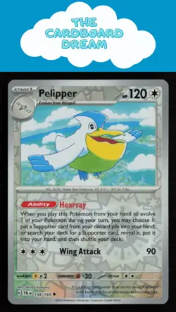 Pelipper SV02: Paldea Evolved #159/193 Reverse Holo Uncommon Pokemon Card - Image 1