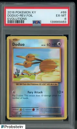 2016 Pokemon XY Evolutions #69 Doduo Reverse Foil PSA 6 EX-MT - Image 1