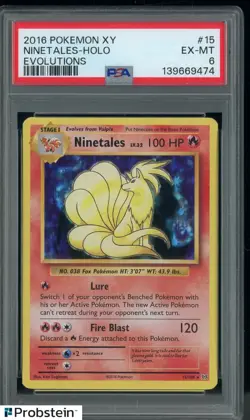 2016 Pokemon XY Evolutions #15 Ninetales - Holo PSA 6 EX-MT - Image 1