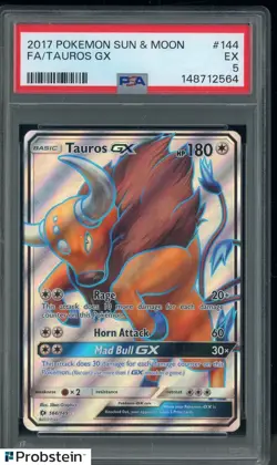 2017 Pokemon Sun & Moon #144 FA Tauros Gx PSA 5 EX - Image 1