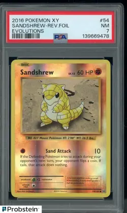 2016 Pokemon XY Evolutions #54 Sandshrew Reverse Foil PSA 7 NM - Image 1