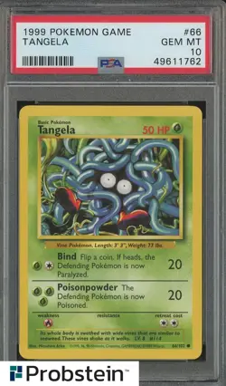 1999 Pokemon Game #66 Tangela PSA 10 GEM MINT - Image 1