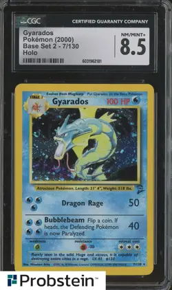 2000 Pokemon Base Set 2 #7 Gyarados CGC 8.5 NM/MINT+ - Image 1