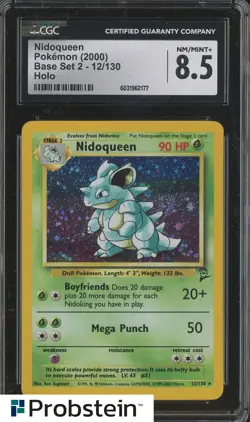 2000 Pokemon Base Set 2 #12 Nidoqueen Holo CGC 8.5 NM/MINT+ - Image 1