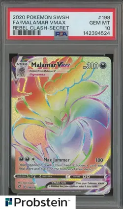 2020 Pokemon SWSH Rebel Clash Secret #198 FA Malamar VMax PSA 10 GEM MINT - Image 1