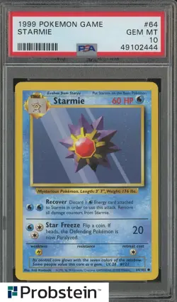 1999 Pokemon Game #64 Starmie PSA 10 GEM MINT Common Regular - Image 1