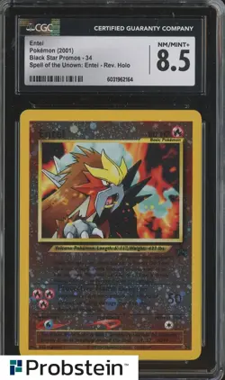 2001 Pokemon BSP Spell Of The Unown #34 Entei Reverse Holo CGC 8.5 NM/MINT - Image 1