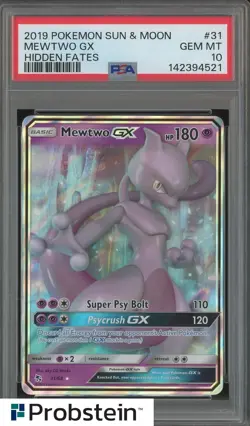 2019 Pokemon Sun & Moon Hidden Fates #31 Mewtwo Gx PSA 10 GEM MINT - Image 1