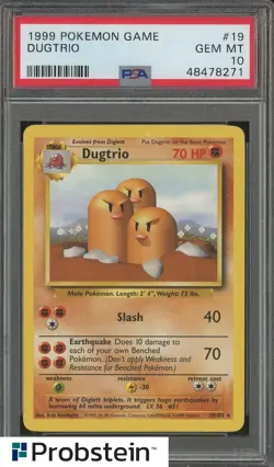 1999 Pokemon Game #19 Dugtrio PSA 10 GEM MINT - Image 1