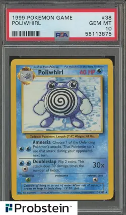 1999 Pokemon Game #38 Poliwhirl PSA 10 GEM MINT - Image 1