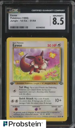 1999 Pokemon Jungle 1st Edition #51 Eevee CGC 8.5 NM/MINT+ - Image 1