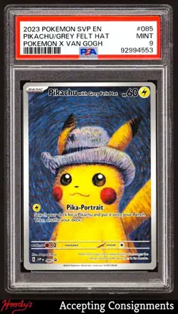 2023 Pokemon Scarlet Violet Black Star Promo Pikachu Grey Hat Van Gogh PSA 9 - Image 1