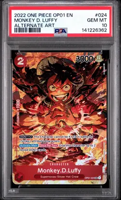2022 ONE PIECE OP01-ROMANCE DAWN ALTERNATE ART #024 MONKEY D. LUFFY PSA 10 - Image 1