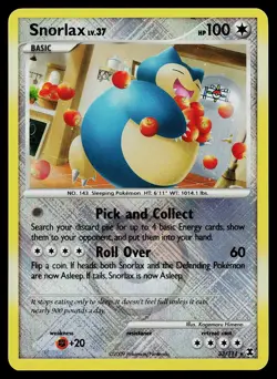 Pokemon Card - Snorlax League Promo Rising Rivals 33/111 Reverse Holo Crosshatch - Image 1