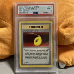 PSA 9 1999 ENGLISH 1ST EDITION BASE SET DEVOLUTION SPRAY #72 POKEMON CARD RARE - Image 1