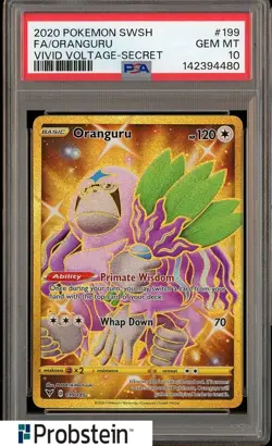 2020 Pokemon SWSH Vivid Voltage Secret #199 FA Oranguru PSA 10 GEM MINT - Image 1