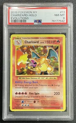 CHARIZARD PSA 8 2016 POKEMON XY EVOLUTIONS #11/108 HOLO 7542 - Image 1