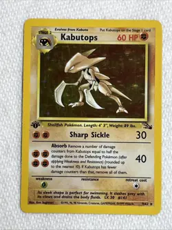 1999 Pokemon Fossil Kabutops 1st Edition Holo 9/62 Free Shipping - Image 1