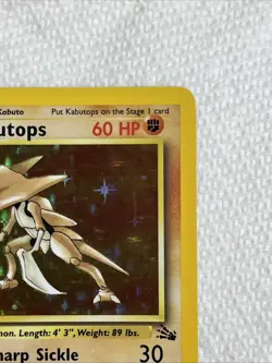 1999 Pokemon Fossil Kabutops 1st Edition Holo 9/62 Free Shipping - Image 5