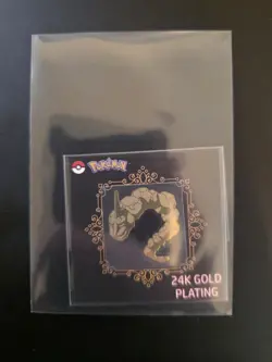 Pokemon 24K Gold Plated Metal Sticker – Onix Collectible Premium NM - Image 1