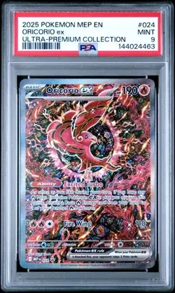 2025 POKEMON MEP EN-ME BLACK STAR PROMO #024 ORICORIO ex ULTRA-PREMIUM PSA 9 463 - Image 1