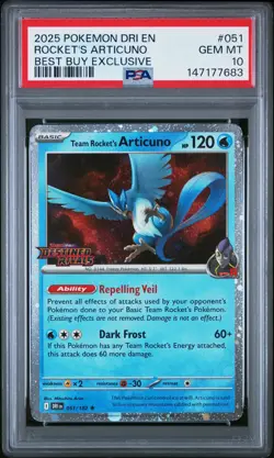 7683 Team Rocket's Articuno 2025 Pokemon Destined Rivals #051 Promos Holo PSA 10 - Image 1