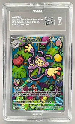 0724 Ambipom 2025 Pokemon Phantasmal Flames #107/094 Illustration Rare TAG 9 - Image 1