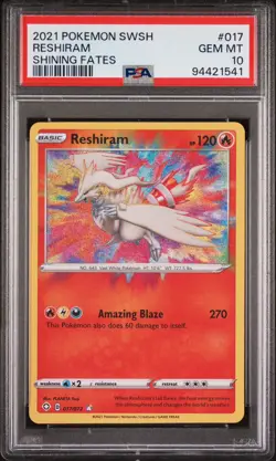 2021 POKEMON SWORD & SHIELD SHINING FATES #017 RESHIRAM PSA 10 - Image 1