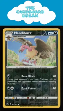 Mandibuzz SWSH08: Fusion Strike #173/264 Reverse Holo Uncommon Pokemon Card - Image 1
